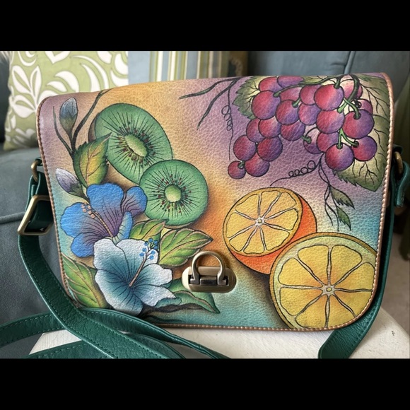 Anuschka Classic Woman Flap Over Accordion Cross Body Handbag 512 - Picture 2 of 8